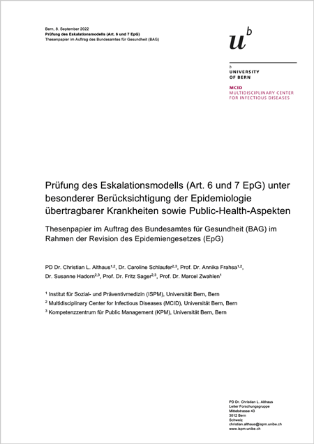 Thesis paper on the escalation model of the Swiss Epidemics Act (EpidA) screenshot