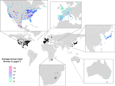 Average annual mean 8h-max O3 illustration